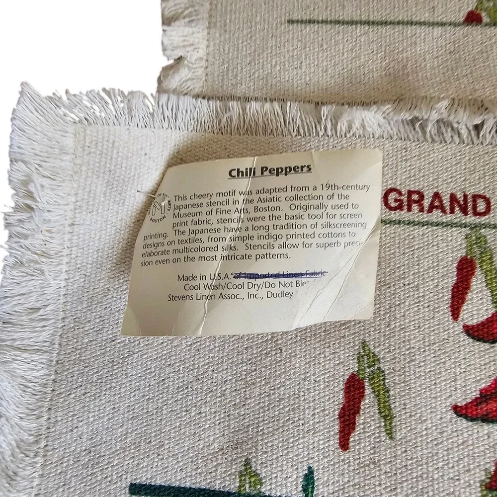 Museum‎ Fine Arts Boston Placemats Grand Canyon Arizona Chili Peppers Set 4 NWT